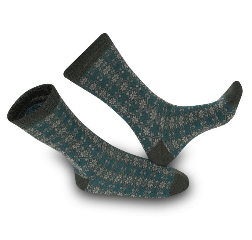 Wonderhand Merino ponožky Wonderfoot vzor14 - Zelené - Velikost: 36-38