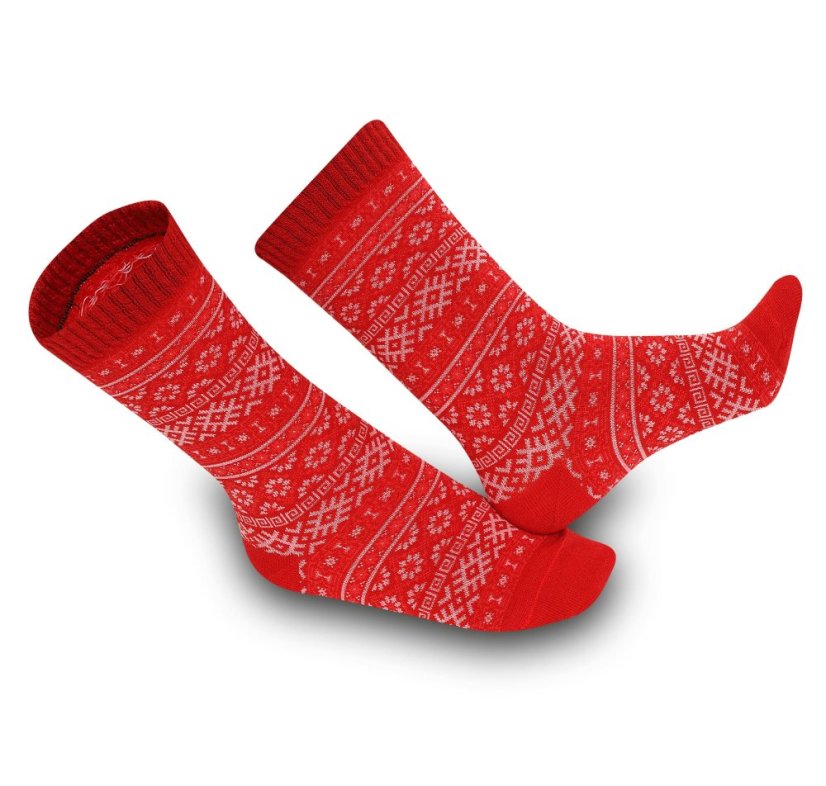 Wonderhand Merino ponožky Wonderfoot vzor28 Barva: Červená, Velikost: 36-38 - Velikost: 36-38