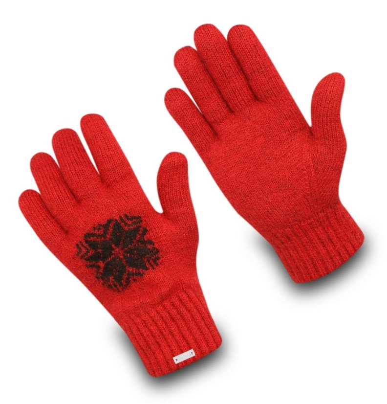 Wonderhand Vlněné rukavice Subzero Snowflake Barva: Červená, Velikost: S - Velikost: S
