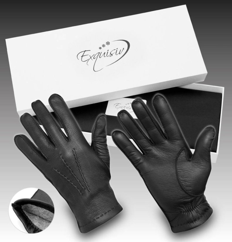 Wonderhand Pánské kožené rukavice American Deer Barva: Černá, Velikost: 9.5 - Velikost: 10