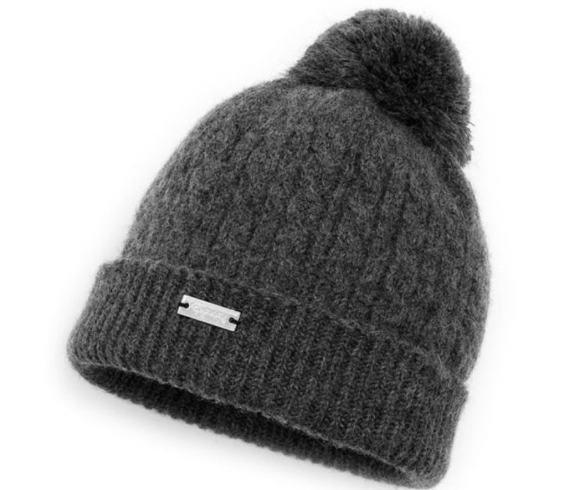 Wonderhand Vlněná čepice s bambulí Barva: Šedá, Velikost: M - Velikost: L